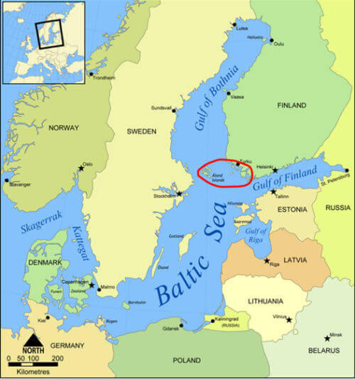 Aland adalari haritasi baltik bolge